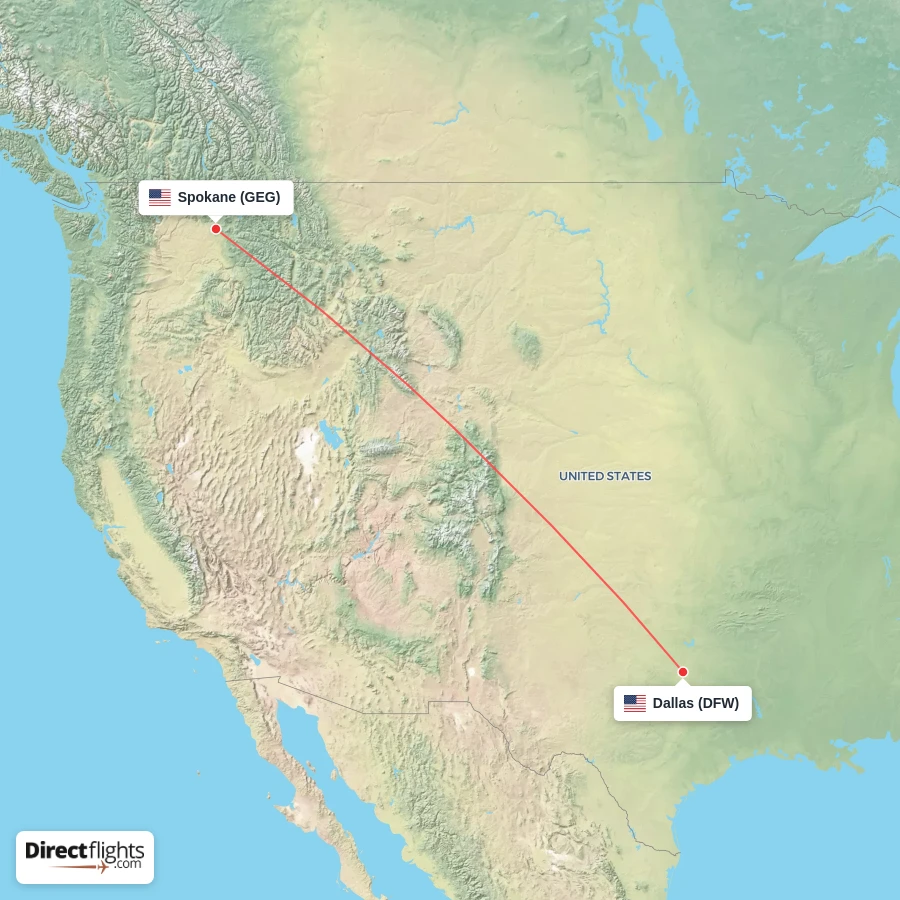 GEG - DFW route map