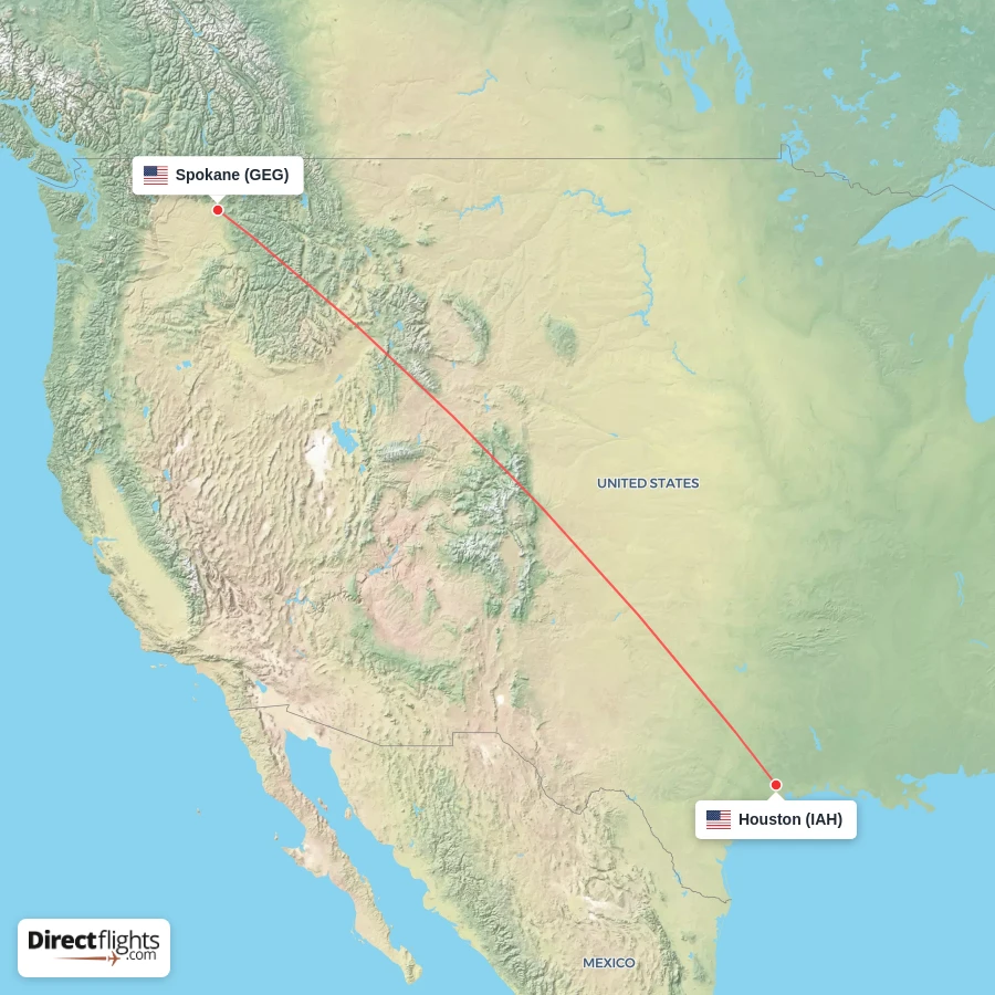 GEG - IAH route map