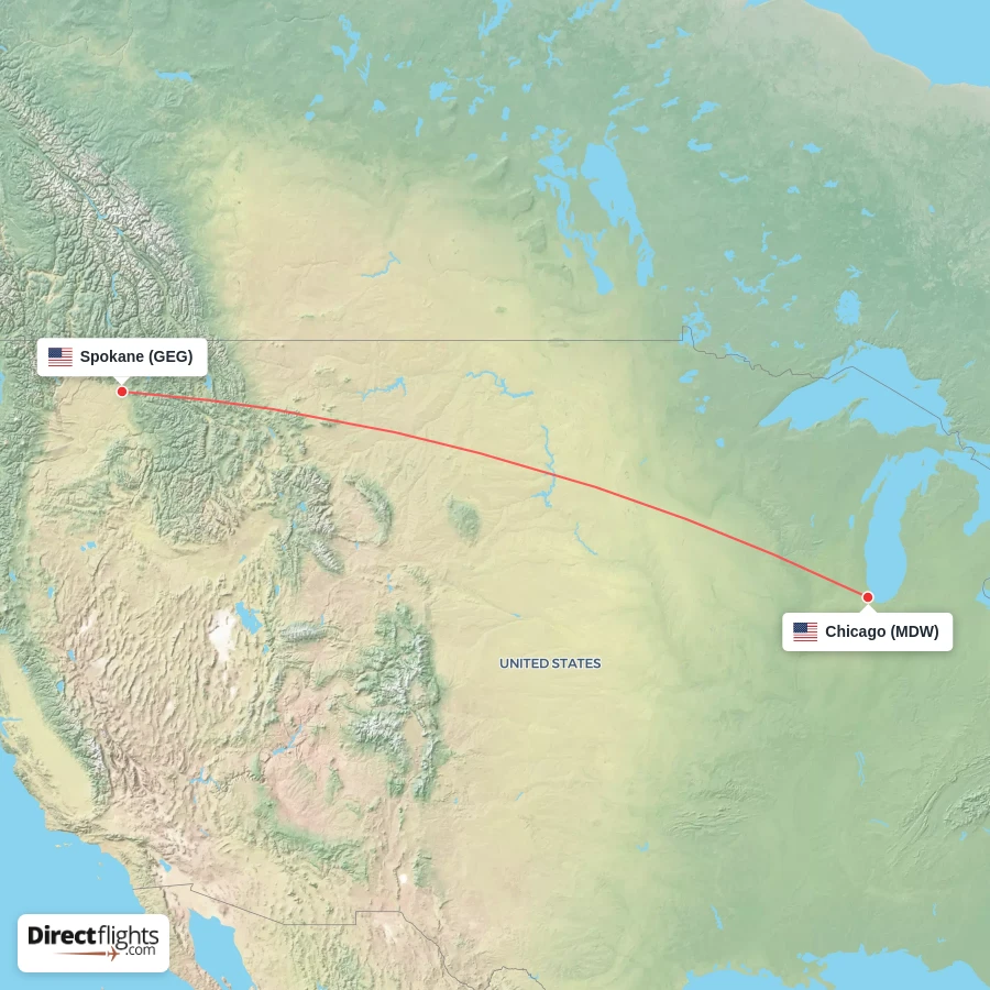 GEG - MDW route map