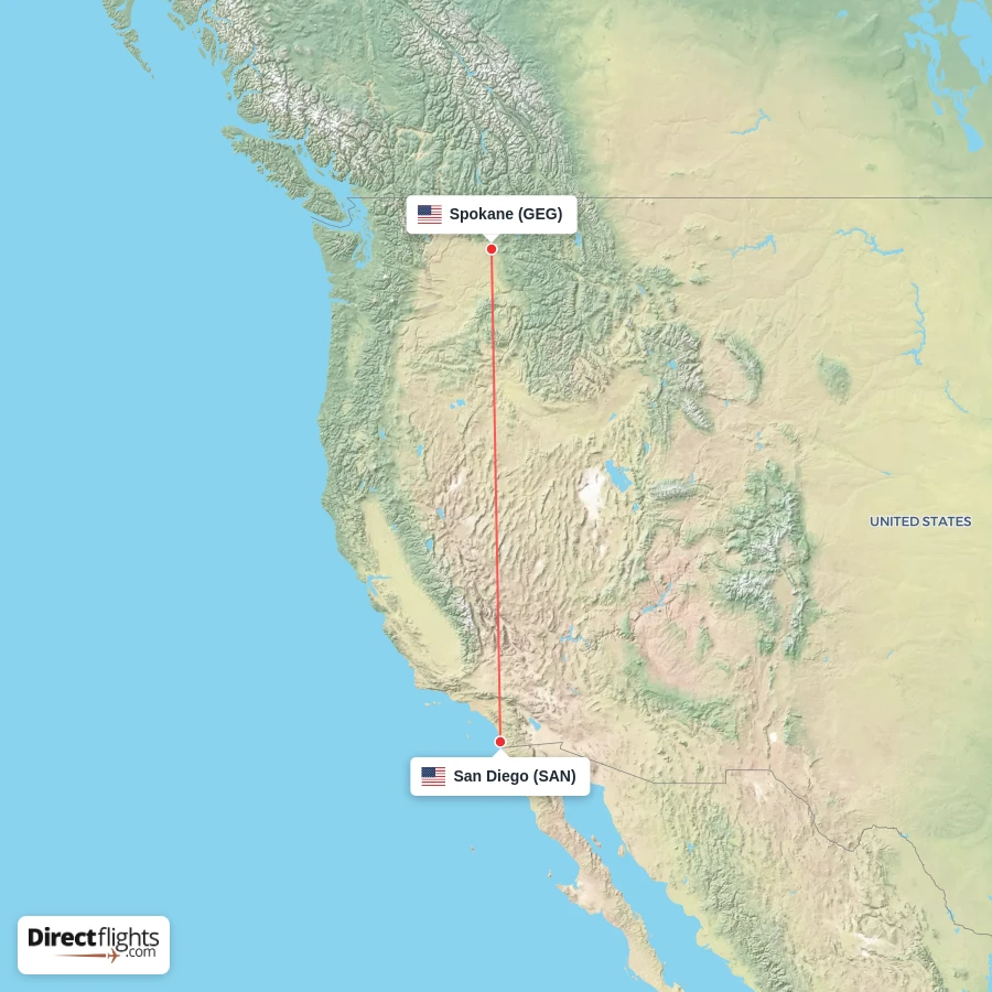 GEG - SAN route map
