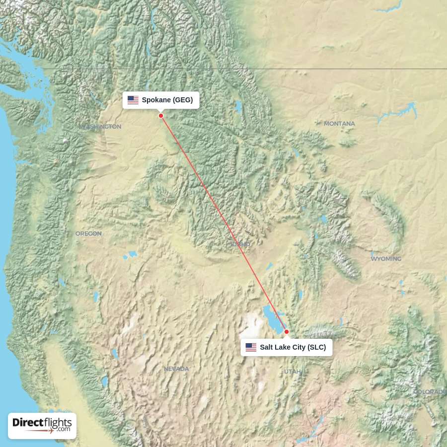 GEG - SLC route map