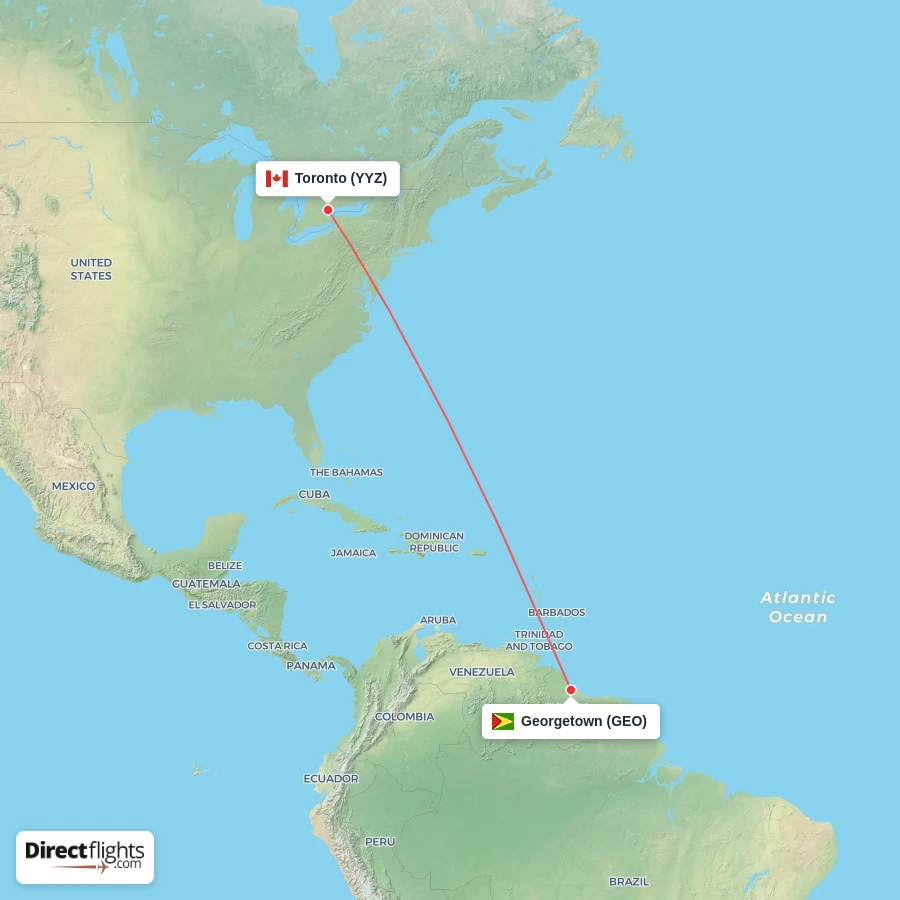 GEO - YYZ route map