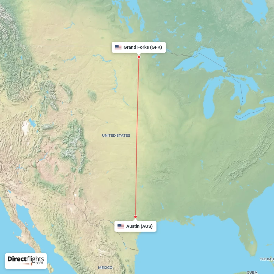 GFK - AUS route map