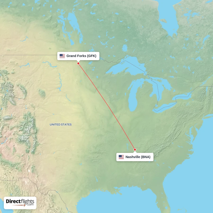GFK - BNA route map