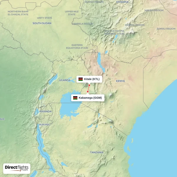 Kakamega - Kitale direct flight map