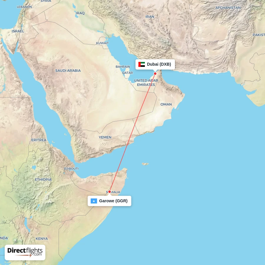 GGR - DXB route map