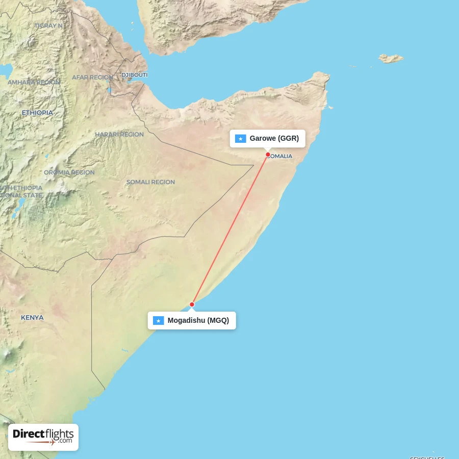 GGR - MGQ route map