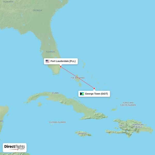 George Town - Fort Lauderdale direct flight map