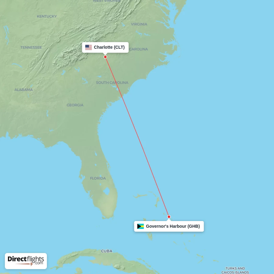 GHB - CLT route map