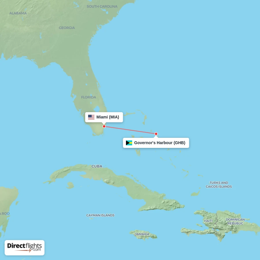 GHB - MIA route map