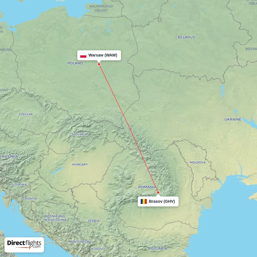 GHV - WAW route map