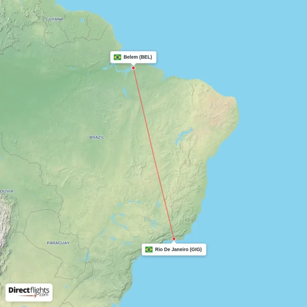 Rio De Janeiro - Belem direct flight map