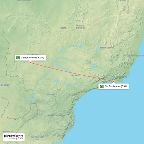 Rio De Janeiro - Campo Grande direct flight map