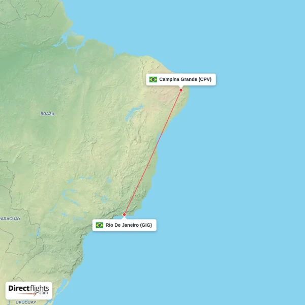 Rio De Janeiro - Campina Grande direct flight map