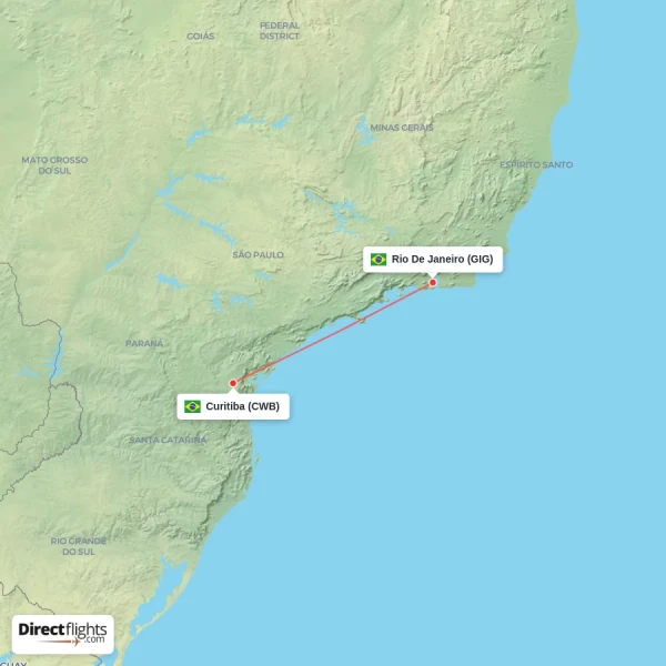 Rio De Janeiro - Curitiba direct flight map
