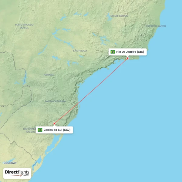 Rio De Janeiro - Caxias do Sul direct flight map