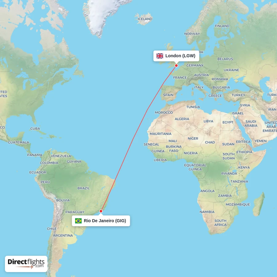 GIG - LGW route map