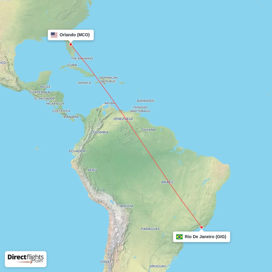 GIG - MCO route map