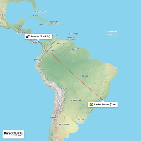 Rio De Janeiro - Panama City direct flight map