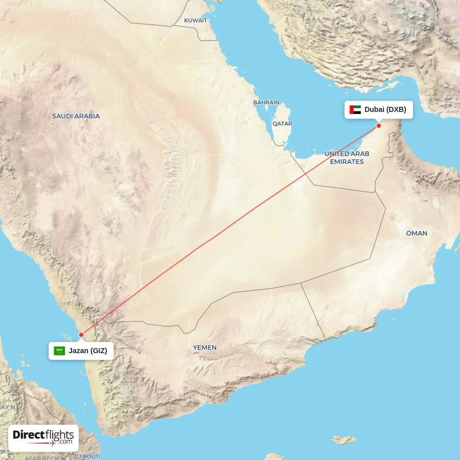 GIZ - DXB route map