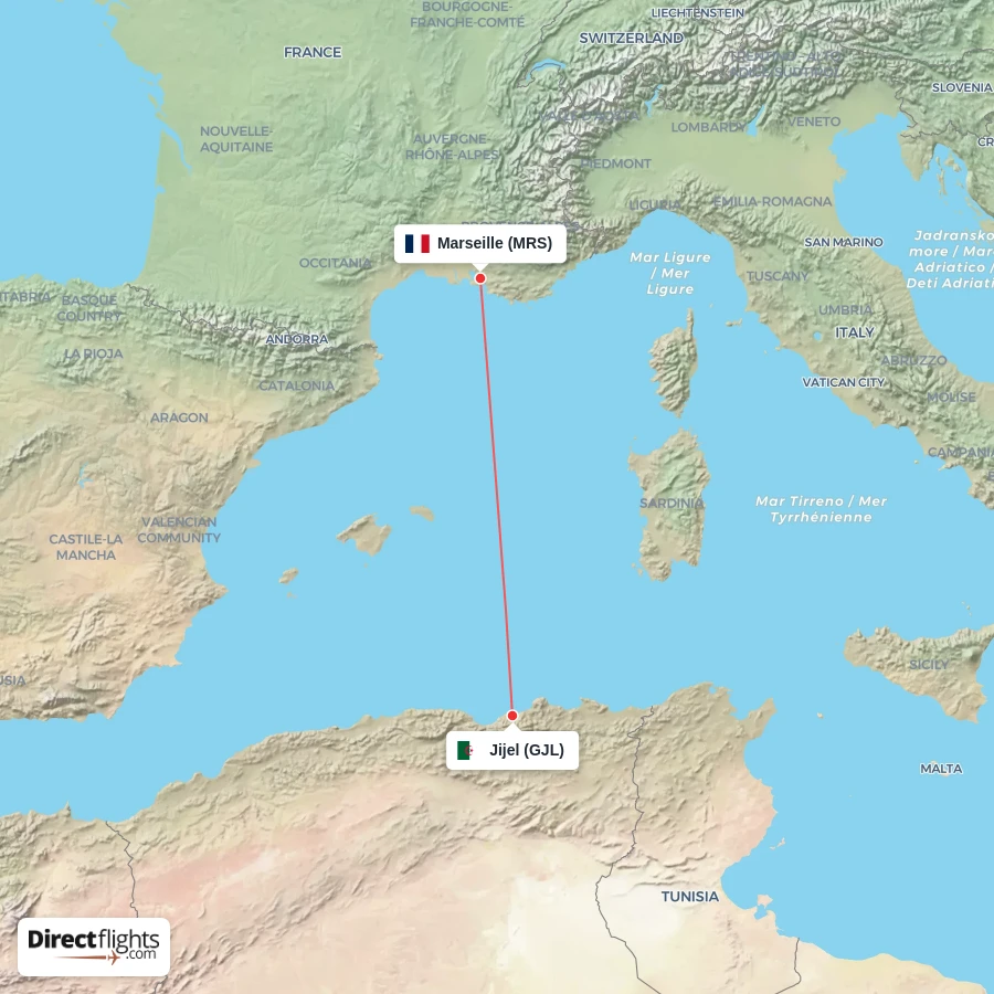 GJL - MRS route map