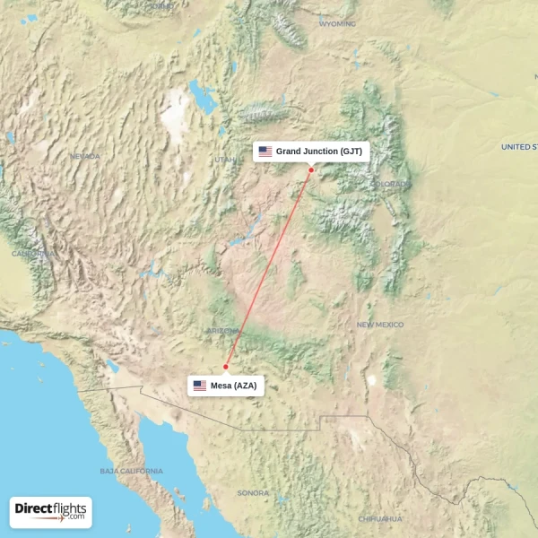 Grand Junction - Mesa direct flight map
