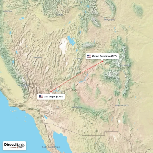 Grand Junction - Las Vegas direct flight map