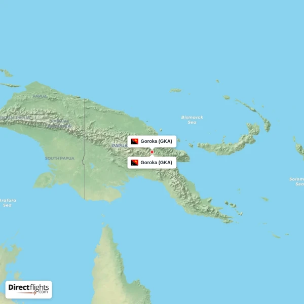 Goroka - Goroka direct flight map