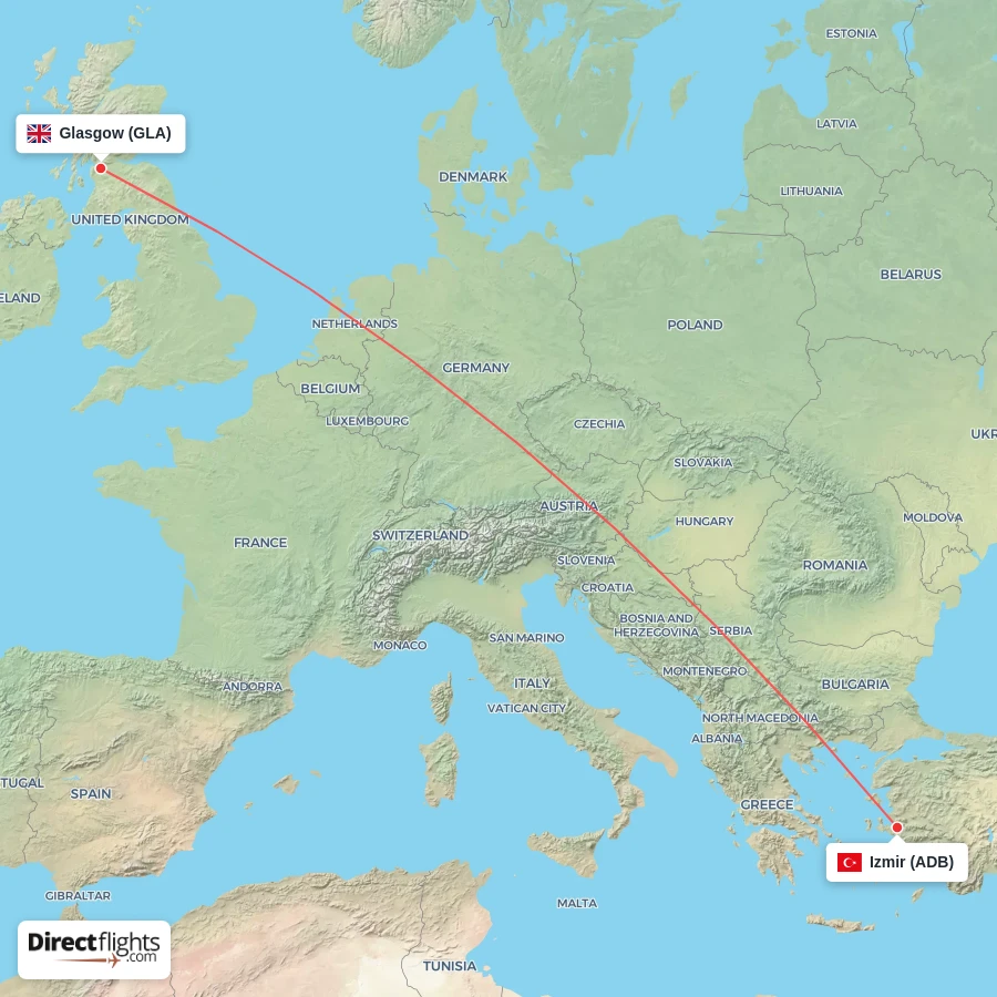 GLA - ADB route map
