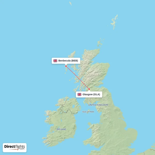 Glasgow - Benbecula direct flight map