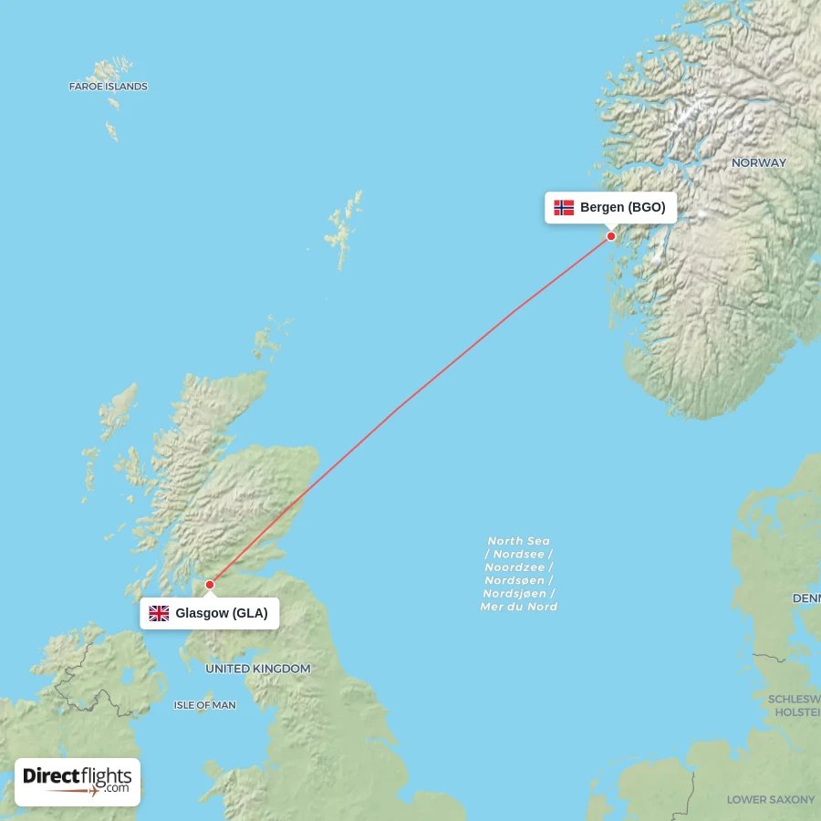 GLA - BGO route map