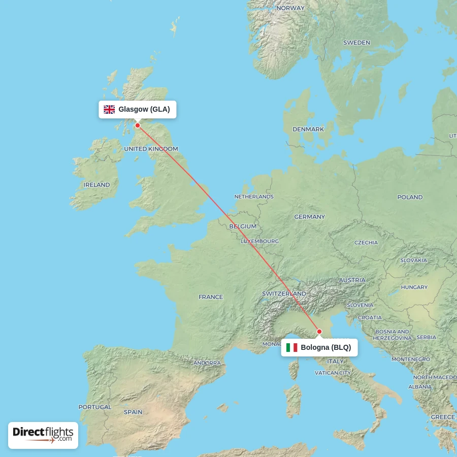 GLA - BLQ route map