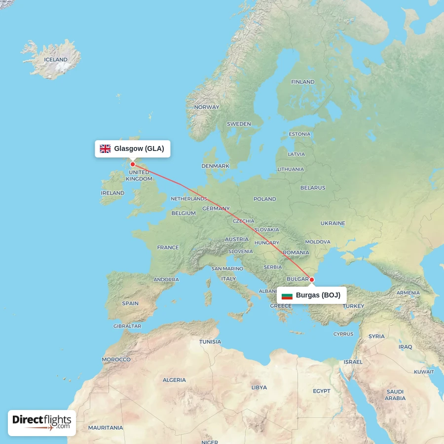 GLA - BOJ route map