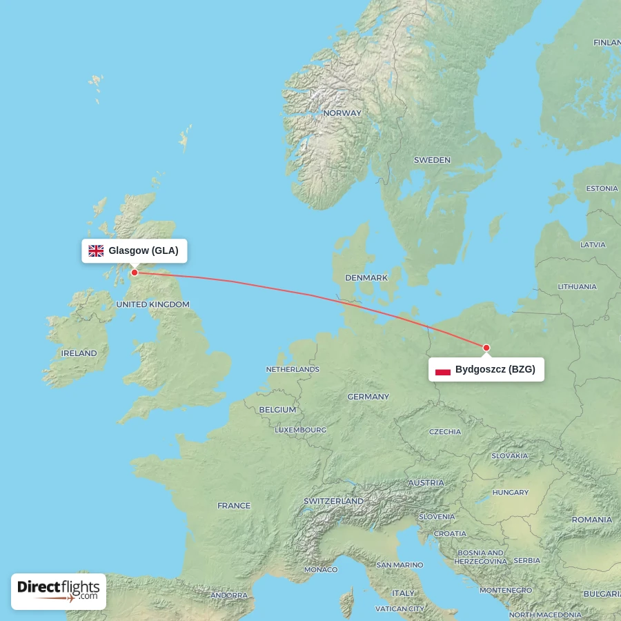 GLA - BZG route map