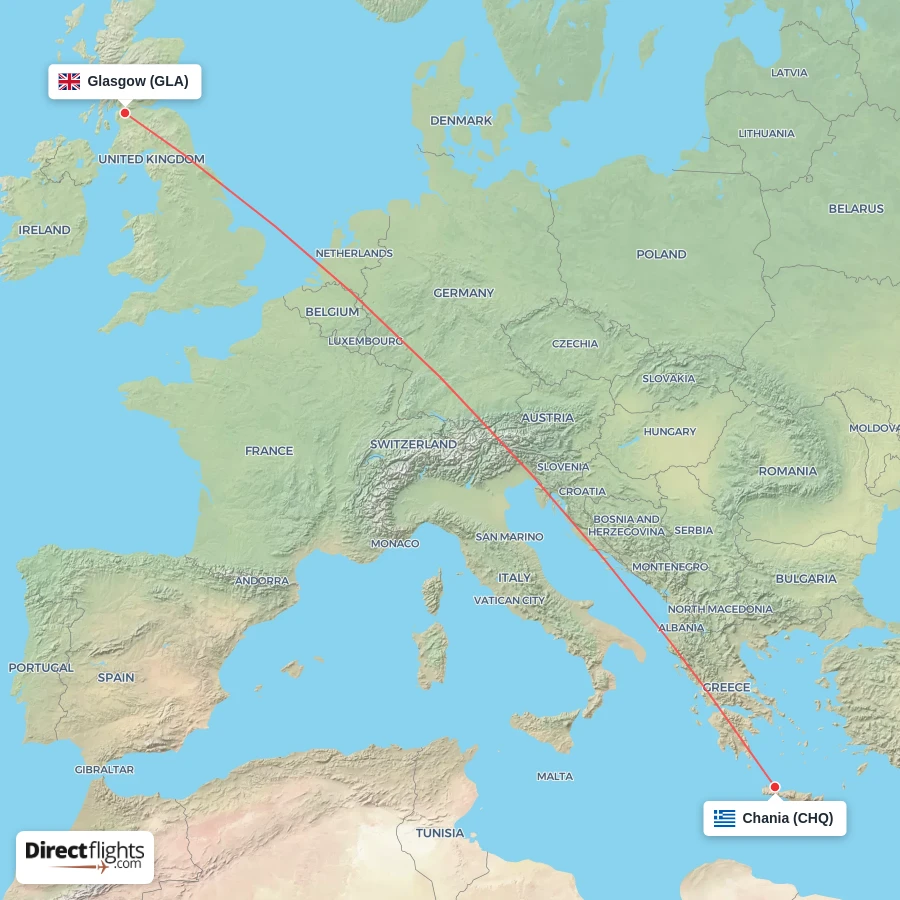 GLA - CHQ route map