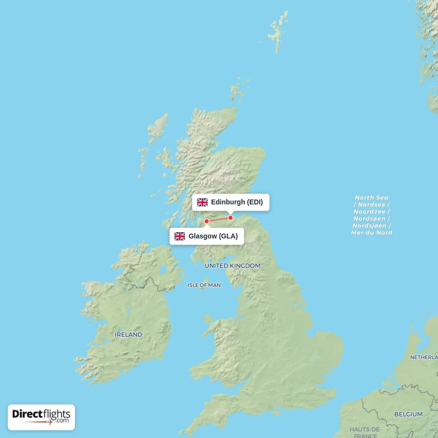 GLA - EDI route map