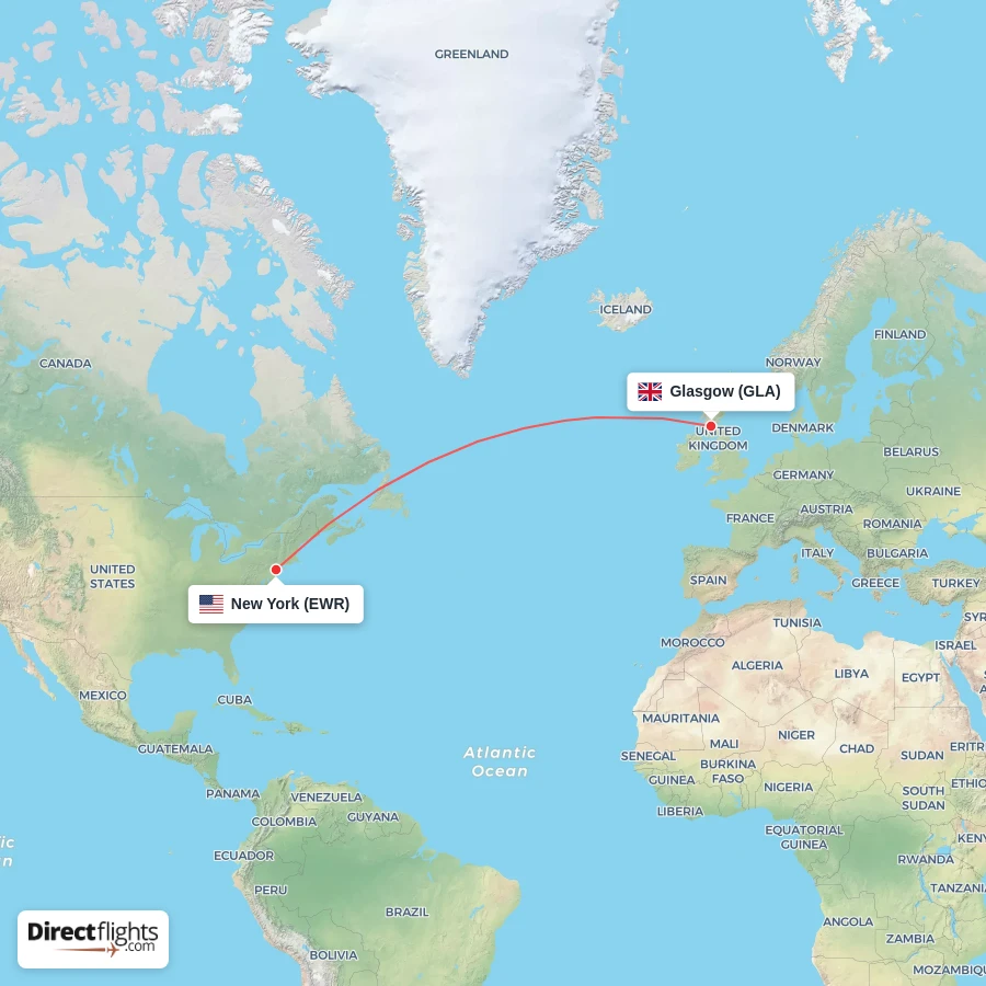 GLA - EWR route map