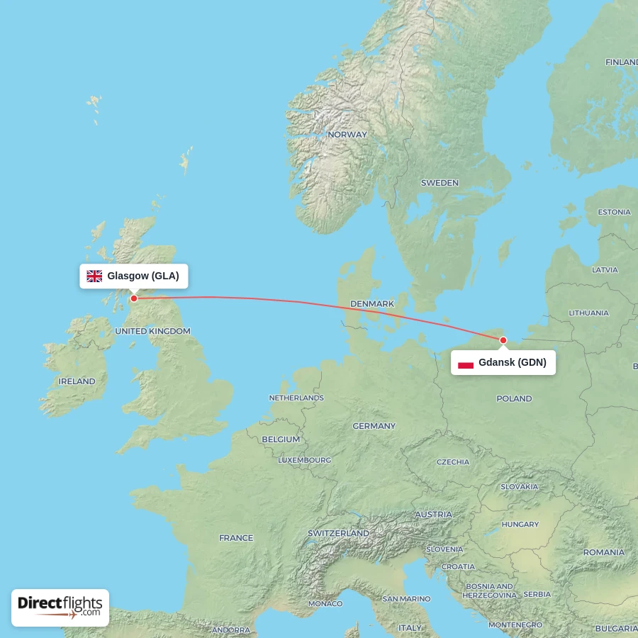 GLA - GDN route map