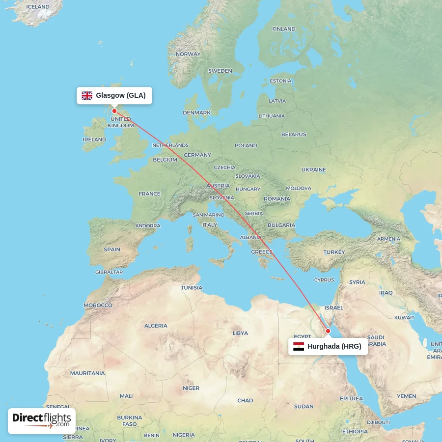 GLA - HRG route map