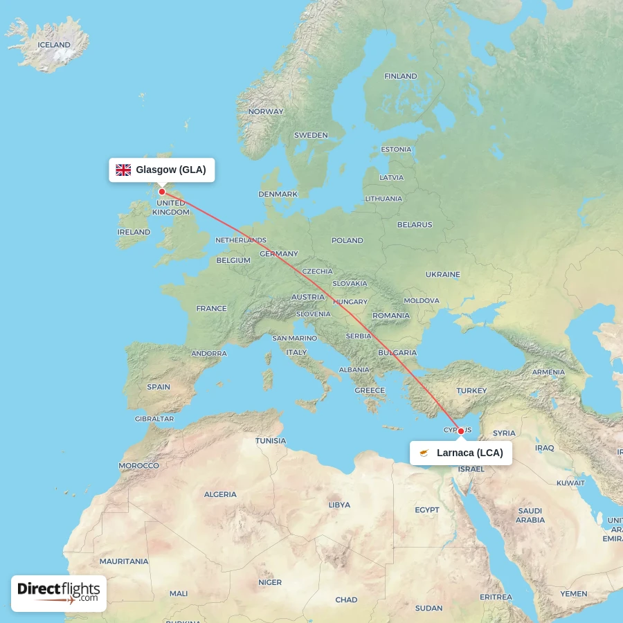 GLA - LCA route map