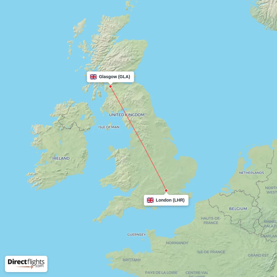 GLA - LHR route map