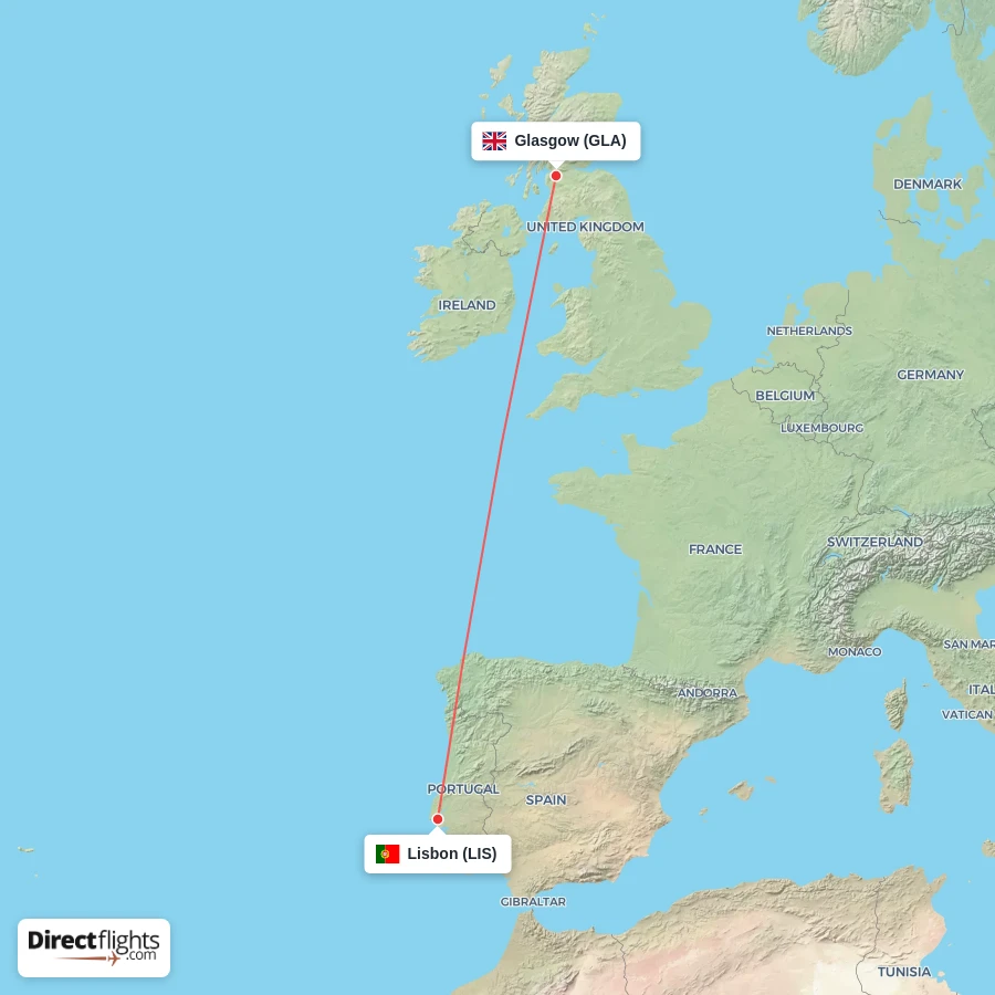GLA - LIS route map