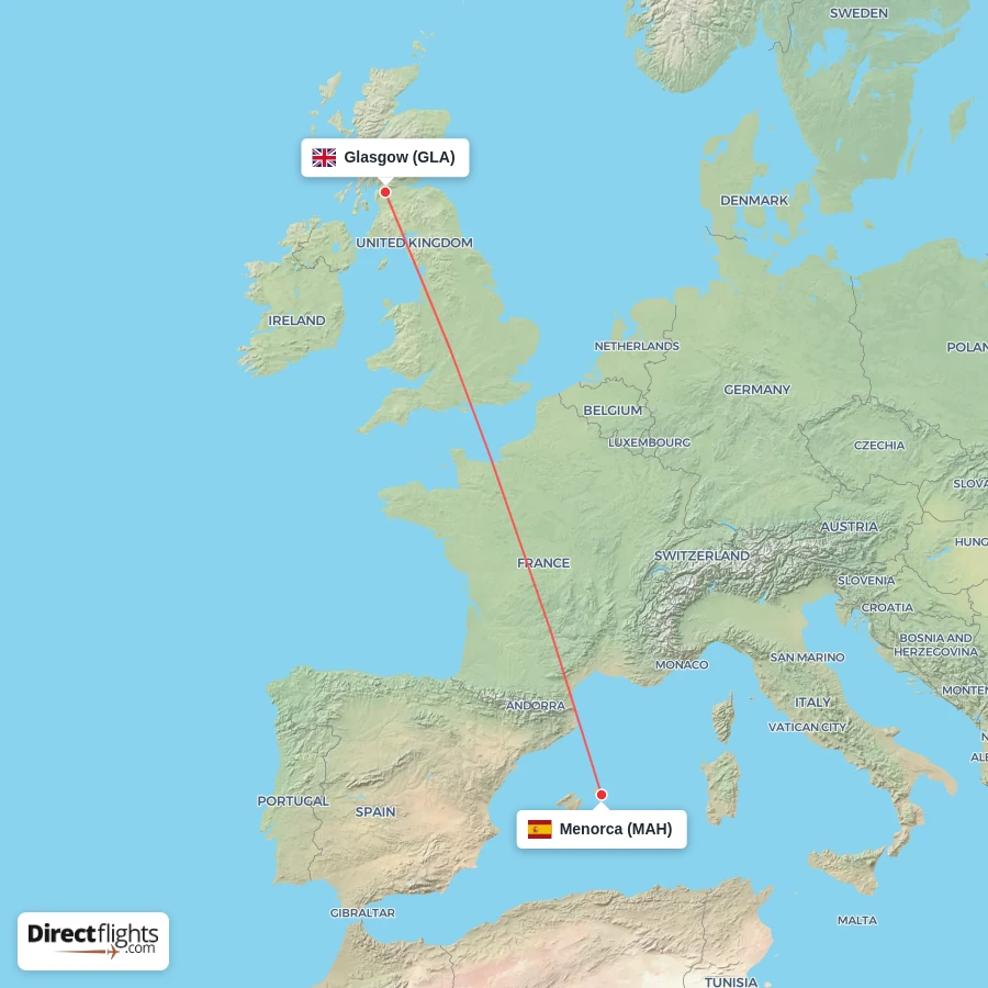 GLA - MAH route map