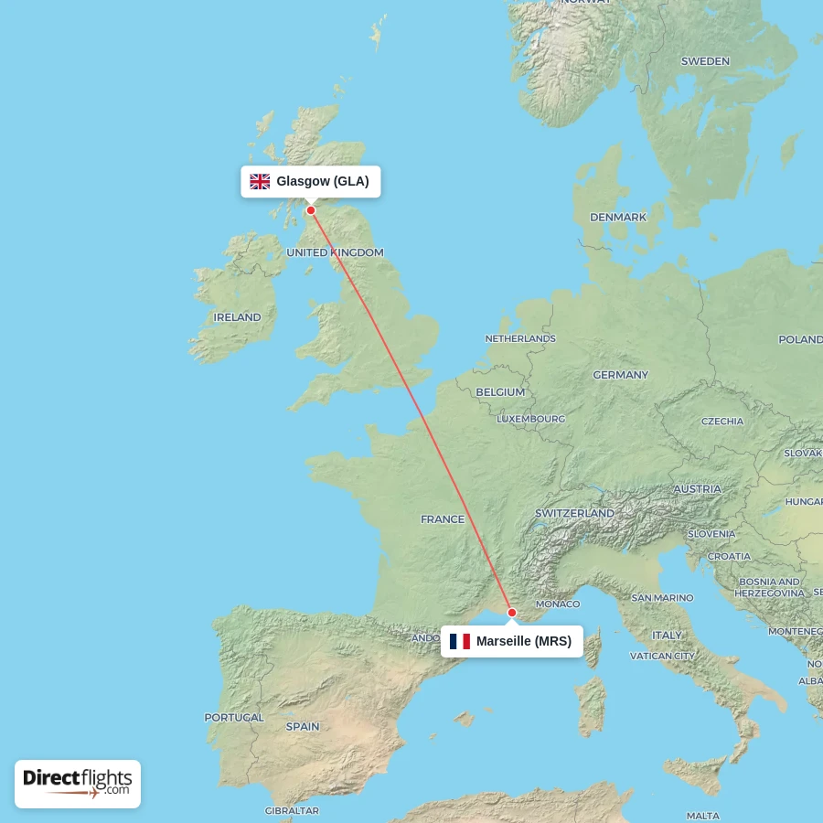 GLA - MRS route map