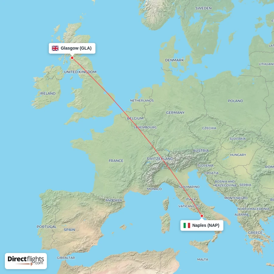 GLA - NAP route map