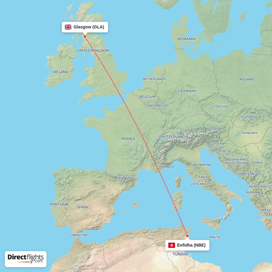GLA - NBE route map