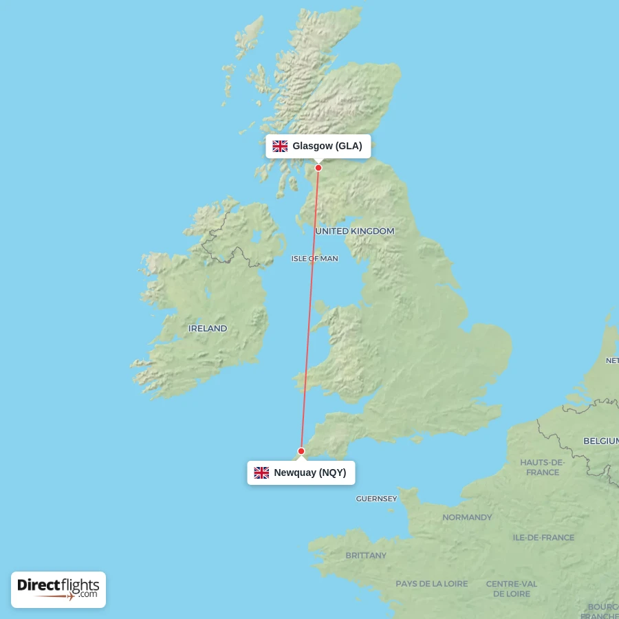 GLA - NQY route map