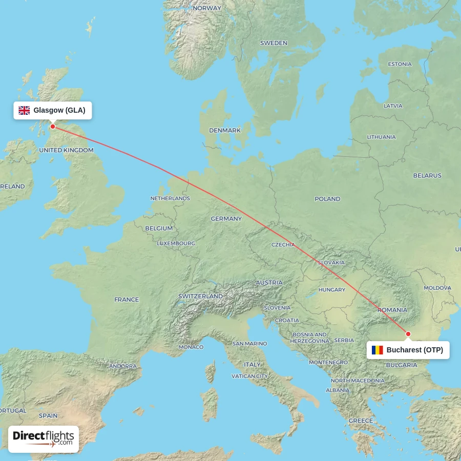 GLA - OTP route map