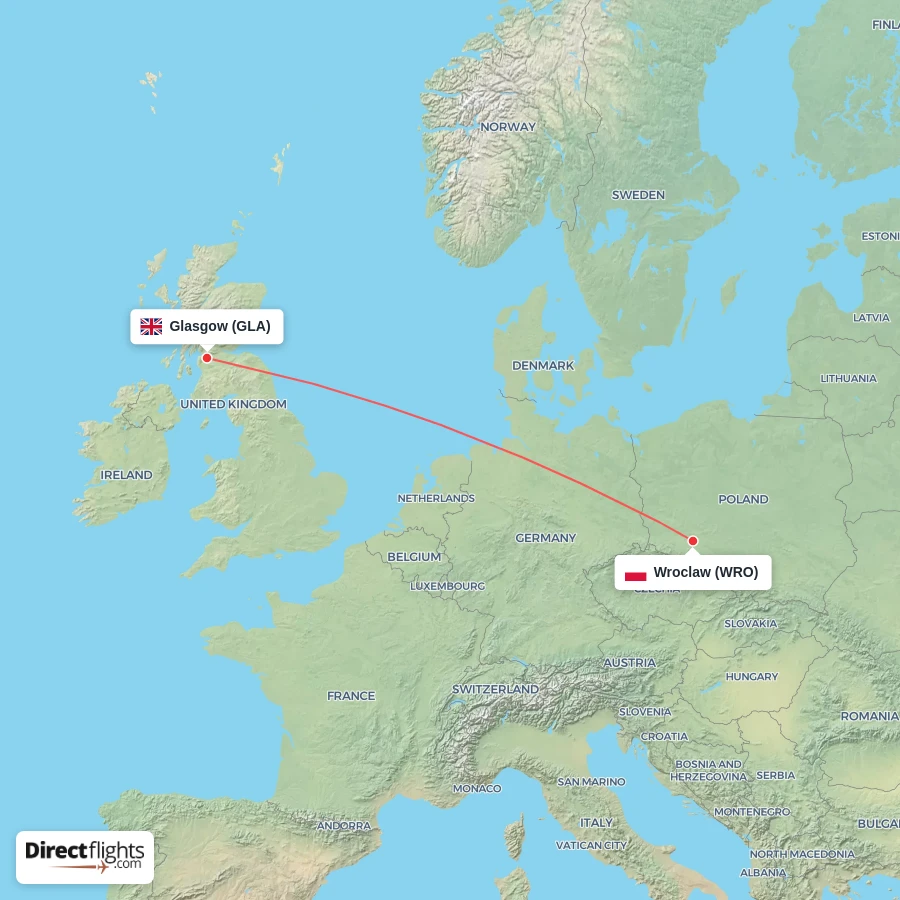 GLA - WRO route map