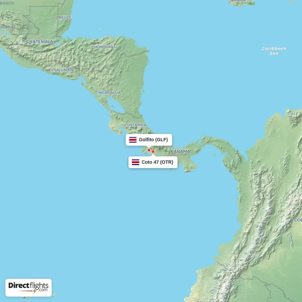 Golfito - Coto 47 direct flight map